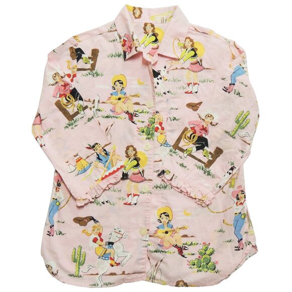 Nick & Nora Cowgirl Western PJ Pink TOP Small S Very Rare - Picture 1 of 3